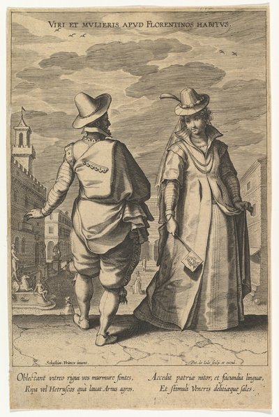 Viri et Mulieris apud Florentinos Habitus, de Modas de Diferentes Naciones de Pieter de Jode I