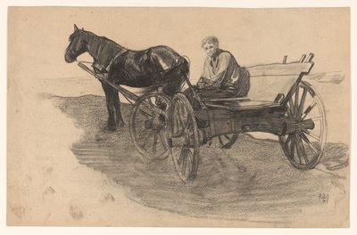 Caballo y carro con alguien dentro de Pieter de Josselin