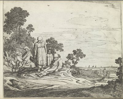 paisaje con jinetes Paisajes con figuras (título de serie) Espejo de la Naturaleza y Escuela de Dibujo (...) (título de la serie) de Pieter de Molijn