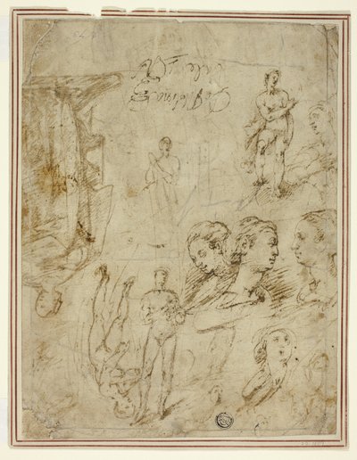 Bocetos de figuras y cabezas de Pieter de Molijn