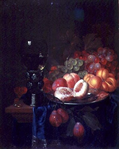 Naturaleza muerta de frutas y mariscos de Pieter de Ring