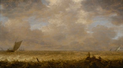 Un mar poco profundo con barcas de pesca, c.1640 (óleo sobre tabla) de Pieter the Elder Mulier
