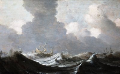 Cuatro barcos navegando antes de una tormenta, 1630 de Pieter the Elder Mulier