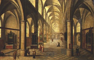 Interior de la catedral con figuras de Pieter the Elder Neeffs