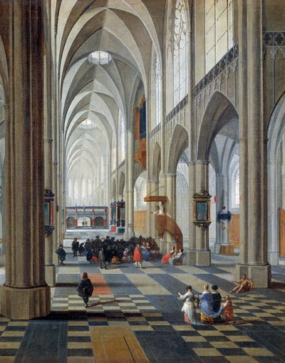 Interior de la catedral de Amberes por Peeter Neefs Elder (hacia 1578-entre 1656 y 1661), detalle de Pieter the Elder Neefs