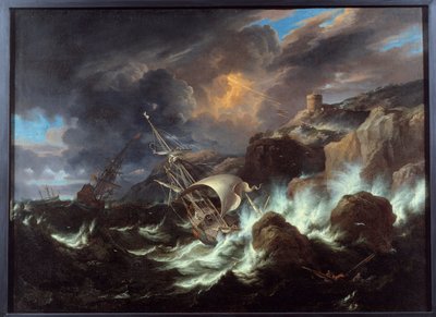 Tempestad en el mar de Pieter the Younger Mulier