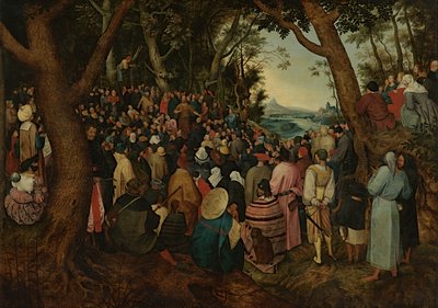 San Juan predicando a la multitud (óleo sobre tabla) de Pieter the Younger (after) Brueghel