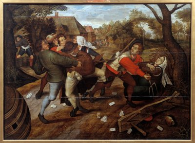 Campesinos peleando después de un juego de clases de Pieter the Younger Brueghel