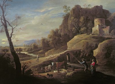 Paisaje con campesinos cuidando sus animales de Pieter the Younger Mulier
