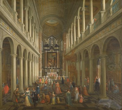 El Interior de la Iglesia Jesuita, Amberes de Pieter the Younger Neefs