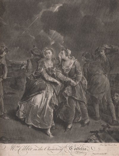 La Sra. Cibber en el personaje de Cordelia en la obra del Rey Lear, Acto III de Pieter van Bleeck