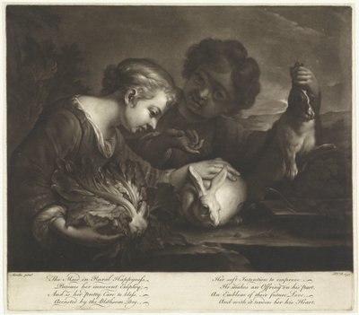 Dos niños con conejos de Pieter van Bleeck