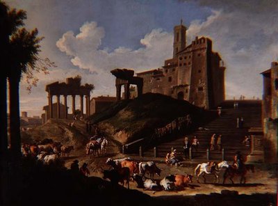 Vista caprichosa del Campo Vacchino de Pieter van Bloemen