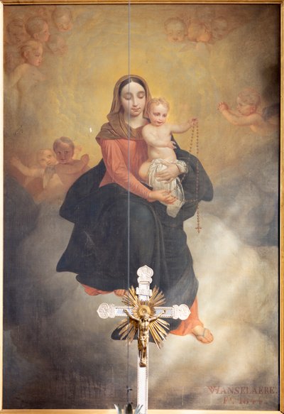 Vista interior, cuadro "Nuestra Señora con el Niño y el Rosario", retablo del altar mayor de Pierre Van Hanselaere de Pieter van Hanselaere