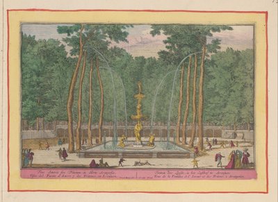 Fuente del Amor en Aranjuez Fuente del Amor, en el Lusthof de Aranjues / Fons Amoris sive Tritonum, en Horto Arangosiae (título sobre objeto) Theatrum Hispaniae (...) (título de serie) de Pieter van den Berge