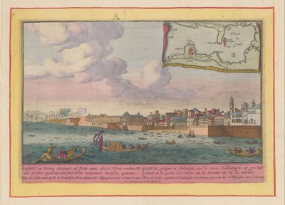 Vista de Cádiz Cádiz, situada en Andalucía, sobre el río Guadalquivir, en media isla (...) (título sobre objeto) Theatrum Hispaniae (...) (título de serie) de Pieter van den Berge
