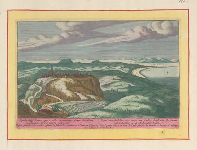 Vista de Vejer de la Frontera Vegel, ciudadela no lejos de Cádiz, contemplaba el Estrecho de Gibraltar y las costas africanas (título sobre objeto) Theatrum Hispaniae (...) (título de serie) de Pieter van den Berge