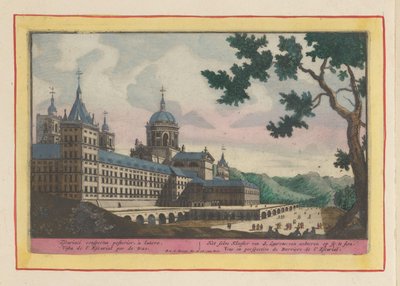 Vista de la espalda del Escorial El selve Monasterio de S. Laurens; visible desde atrás en sy (título en objeto) Theatrum Hispaniae (...) (título de serie) de Pieter van den Berge