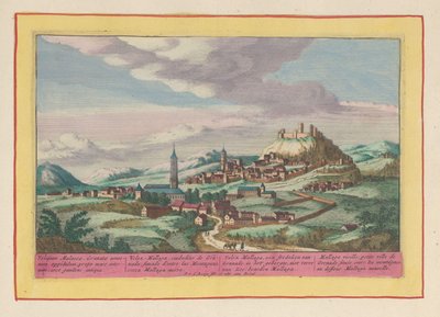 Vista del lugar Vélez-Málaga en Andalucía Vélez Mallaga, un pueblo de Granada, en la montaña, no lejos del mar, debajo de Mallaga (título sobre objeto) Theatrum Hispaniae (...) (título de serie) de Pieter van den Berge