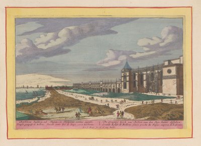 Vista del Monasterio de los Jerónimos en Belém La hermosa iglesia de Bellem, en el Tajo, en las afueras de Lisboa (título sobre el objeto) Theatrum Hispaniae (...) (título de serie) de Pieter van den Berge
