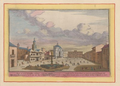 Vista de la plaza principal de Cádiz Gesigt de la Gran Plaza de Cdix, junto al Koninglyk Hof (título sobre objeto) Theatrum Hispaniae (...) (título de serie) de Pieter van den Berge