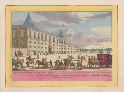 Vista del Palacio de Carlos VI en Lisboa Los palacios de Carlos III, rey legítimo de España, en Lisboa (título sobre objeto) Theatrum Hispaniae (...) (título de serie) de Pieter van den Berge