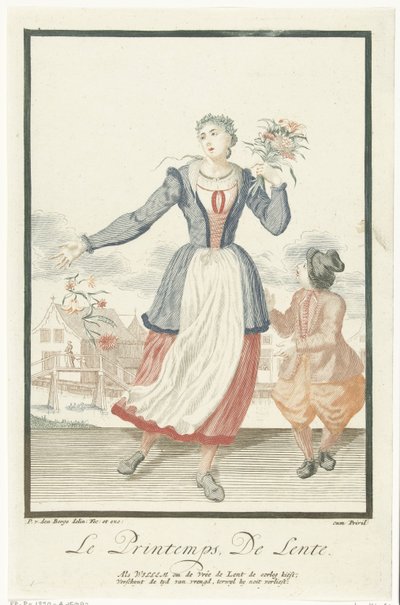 mujer joven con un ramo de flores Le Printemps / The Spring (título sobre el objeto) Las cuatro estaciones (título de la serie) de Pieter van den Berge