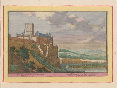 Kasteel van Segovia Het Hof nevens de sterke Wagt-tooren te Segovia / Regia et Excubitorum turris Segovia (título sobre objeto) Teatro de España (...) (título de serie) de Pieter van den Berge