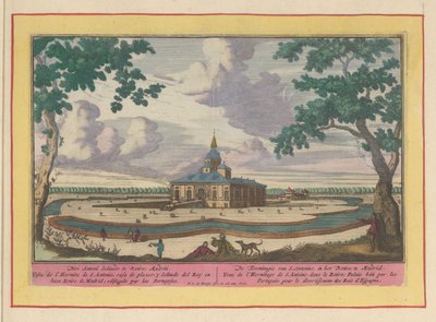 Iglesia de San Antonio en los jardines del Palacio del Buen Retiro de Madrid la Eremitagia de S. Antonio, en Retiro; en Madrid (título sobre objeto) Theatrum Hispaniae (...) (título de serie) de Pieter van den Berge