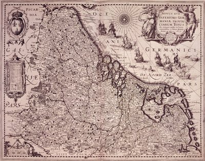 Mapa de la Provincia de los Países Bajos Unidos (grabado) de Pieter van den Keere