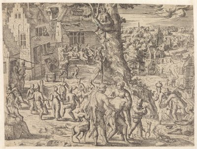 Feria Campesina Feria del agricultor (título sobre el objeto) de Pieter van der Borcht (I) (attributed to)