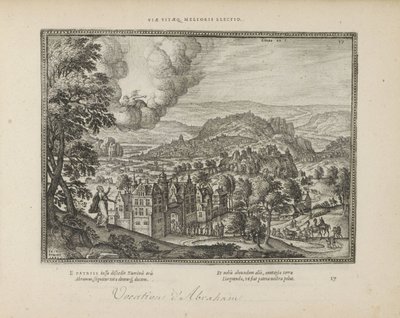 Dios apareció por Abraham Modos de vida mejor opción (título en objeto) Los emblemas sagrados y las principales historias de ambos testamentos (Oude Testament) (título de la serie) Imágenes y figuras de libros (título de la serie) de Pieter van der Borcht (I)