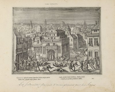 Mannen van Sodom conoció a blindheid slagen (título en el objeto) Los emblemas sagrados y las principales historias de ambos testamentos (Oude Testament) (título de la serie) Imágenes y figuras de libros (título de la serie) de Pieter van der Borcht (I)