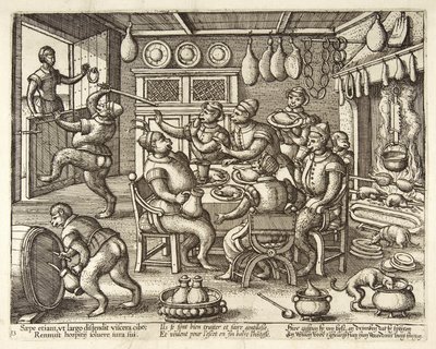 La cocina gorda, pub. c. 1585 de Pieter van der Borcht