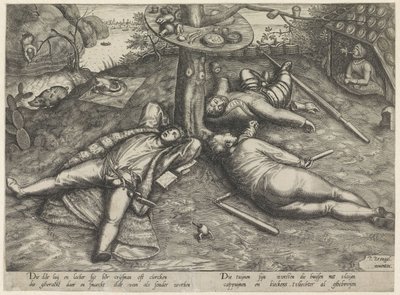 la tierra de los perezosos de Pieter van der Heyden (attributed to)