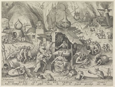 avaricia Avaritia (título sobre el objeto) Los siete pecados capitales (título de la serie) de Pieter van der Heyden