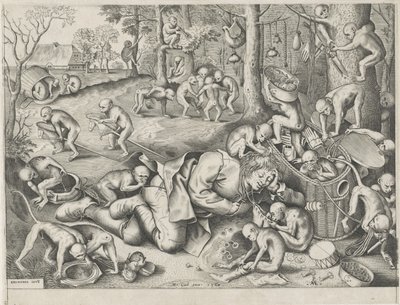 vendedor ambulante robado por monos de Pieter van der Heyden