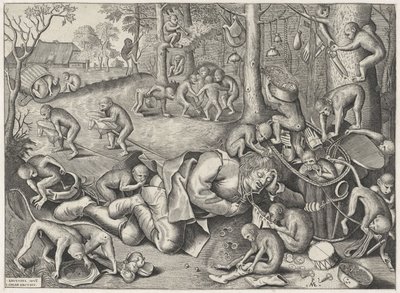 vendedor ambulante robado por monos de Pieter van der Heyden