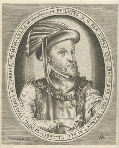 Retrato de Felipe II, Rey de España Retratos de gobernantes (título de la serie) de Pieter van der Heyden