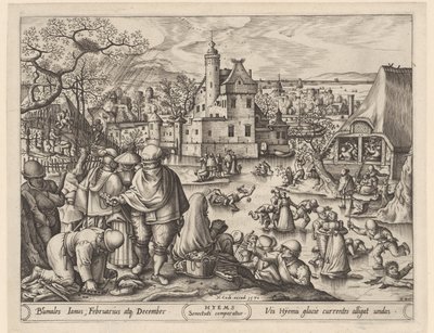 Invierno Hyems (título sobre el objeto) Las cuatro estaciones (título de la serie) de Pieter van der Heyden