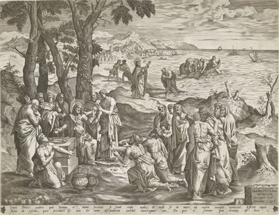 Pesca milagrosa y alimentación milagrosa de Pieter van der Heyden