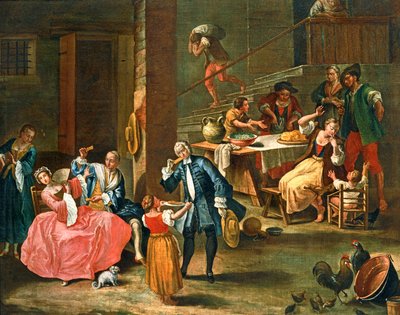 El picnic en el campo ... (pintura sobre lienzo) de Pietro (circle of) Longhi