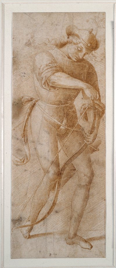 Un joven tensando su arco de Pietro (follower of) Perugino