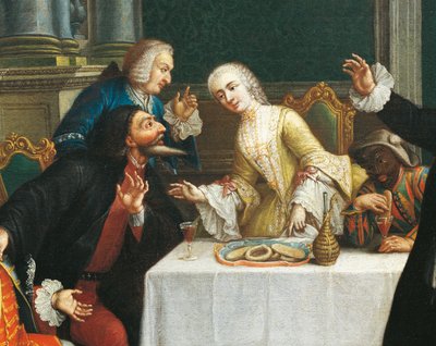 La merienda con las máscaras (detalle) de Pietro (school of) Longhi