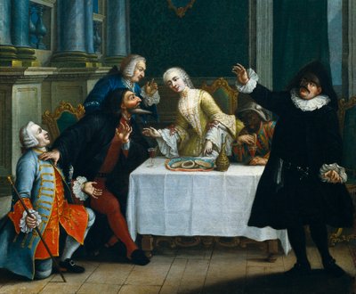"La merienda con las máscaras" Comediantes con trajes de la Commedia dell