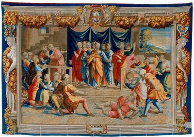 Tapiz del siglo XVII que representa la muerte de Ananías de Pietro 1579 1669 Fevère