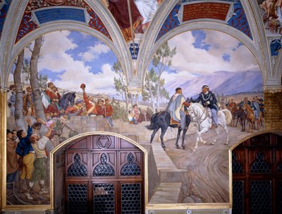 Víctor Emanuel II se encuentra con Giuseppe Garibaldi en Teano de Pietro Aldi