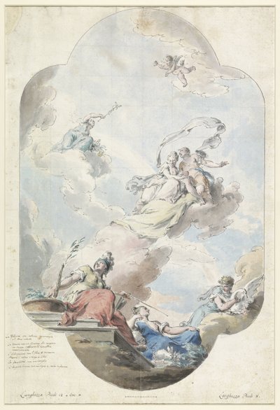 Diseño para una pintura de techo con una alegoría nupcial de Pietro Antonio III Novelli