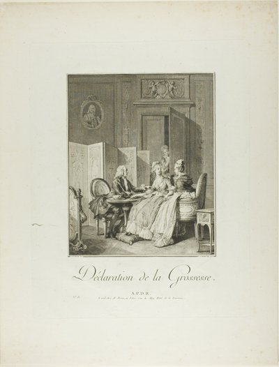 Anuncio de embarazo, de Monument du Costume Physique et Moral de la fin du Dix-huitième siècle de Pietro Antonio Martini