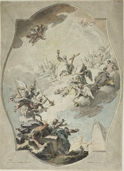 La fe superando la herejía (recto); Trazado después de La fe superando la herejía (verso) de Pietro Antonio Novelli